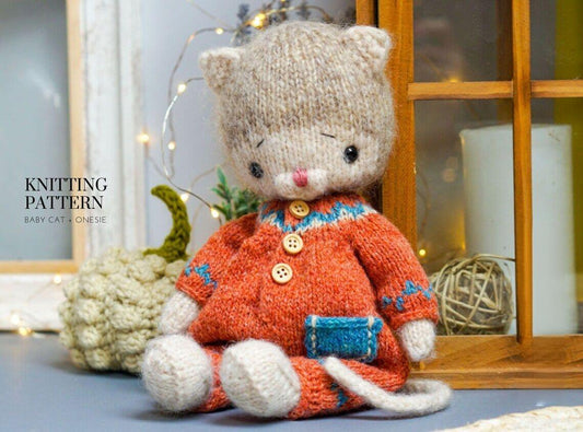 Baby Cat + Onesie Knitting Pattern