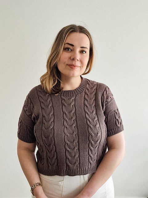 Cable Crop Tee Knitting Pattern