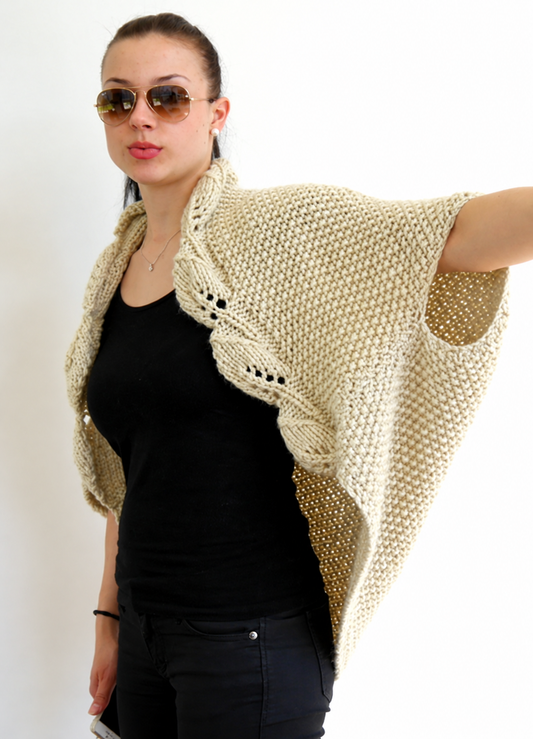 Leaf Lace Cocoon Cardigan Knitting Pattern