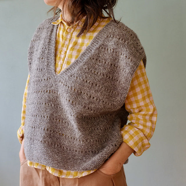 Textured V-Neck Vest Knitting Pattern