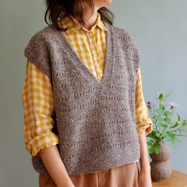 Textured V-Neck Vest Knitting Pattern