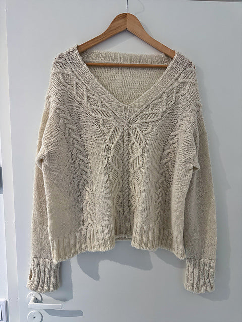 Cable V Neck Sweater Knitting Pattern