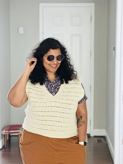 Textured V-Neck Vest Knitting Pattern