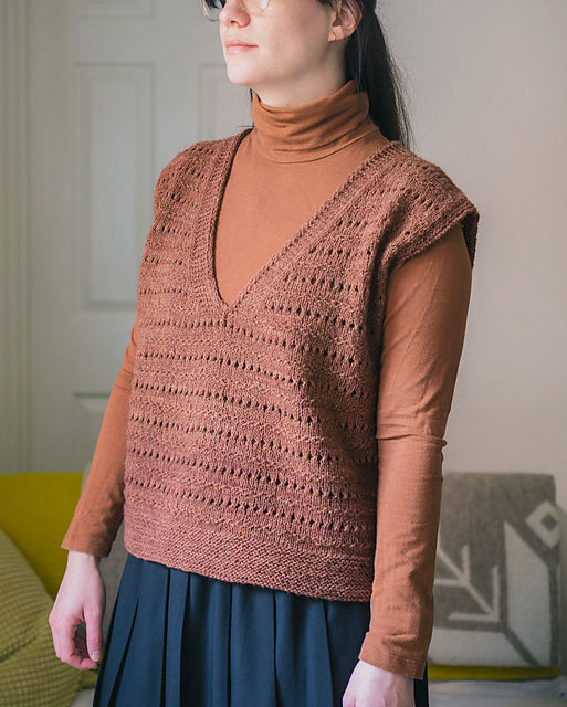 Textured V-Neck Vest Knitting Pattern