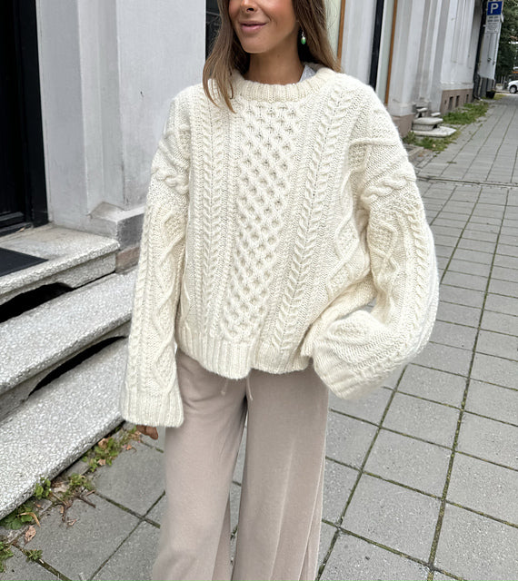 Textured Aran Sweater Knitting Pattern