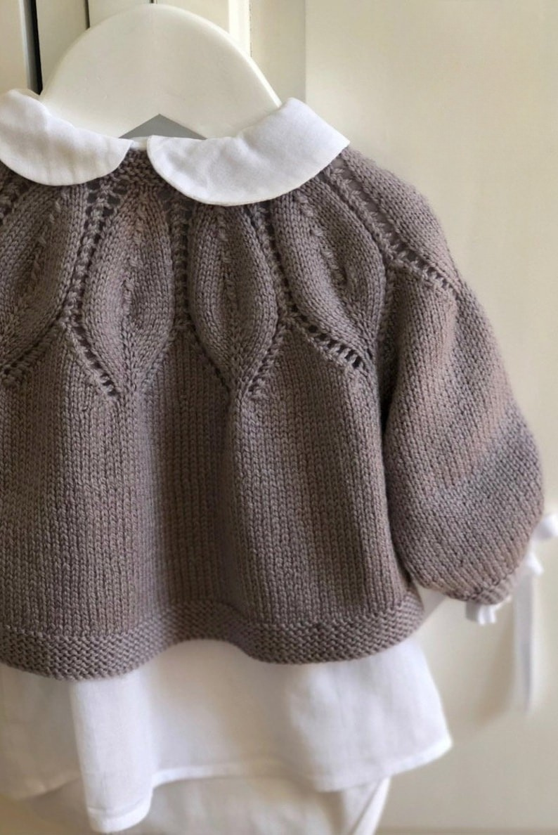 Leaves and Raglan Baby Cardigan Knitting Pattern