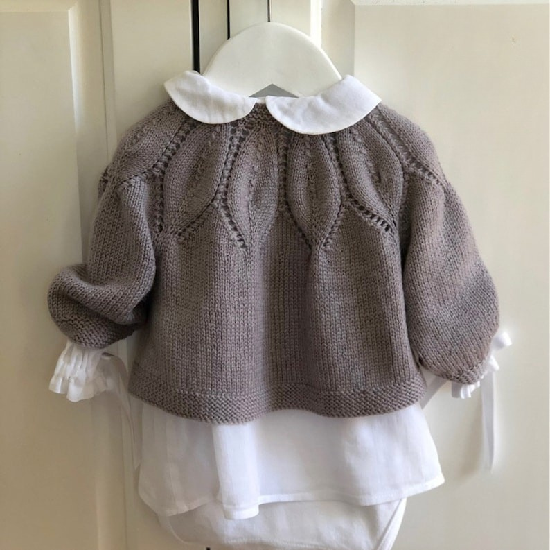 Leaves and Raglan Baby Cardigan Knitting Pattern