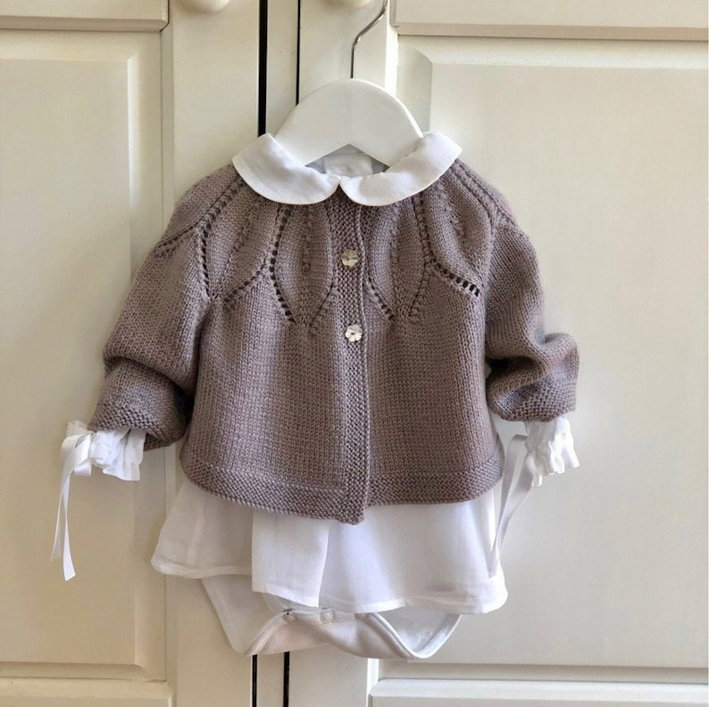 Leaves and Raglan Baby Cardigan Knitting Pattern
