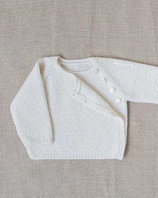 Overlap Raglan Baby Cardigan Knitting Pattern