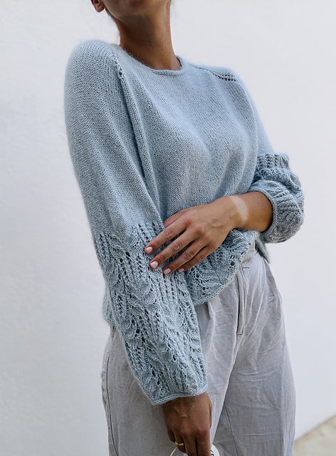 Lace Hem Balloon Sleeve Sweater Knitting Pattern