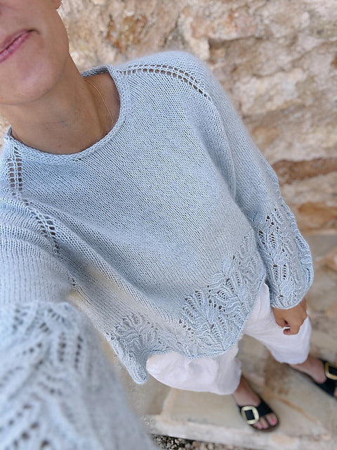 Lace Hem Balloon Sleeve Sweater Knitting Pattern