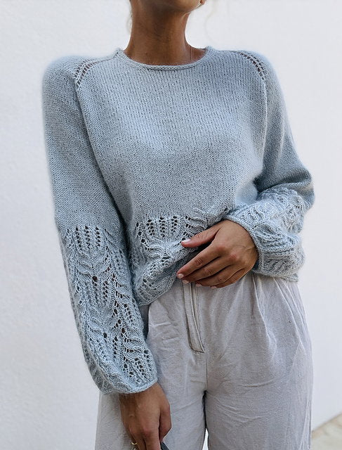 Lace Hem Balloon Sleeve Sweater Knitting Pattern
