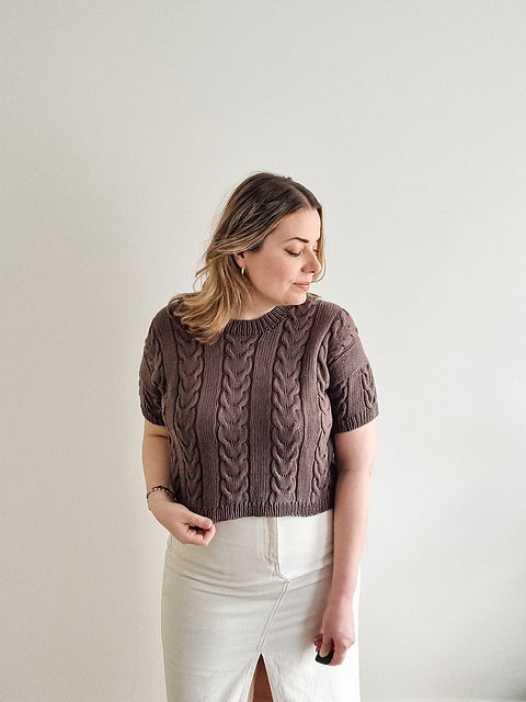Cable Crop Tee Knitting Pattern