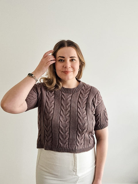 Cable Crop Tee Knitting Pattern