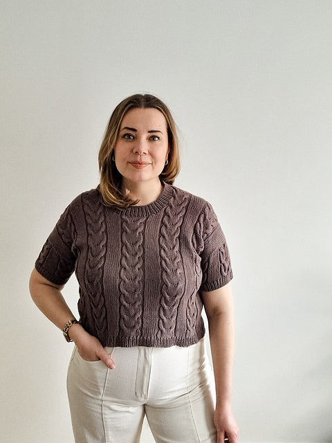 Cable Crop Tee Knitting Pattern