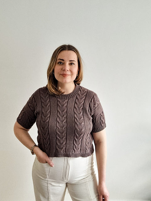 Cable Crop Tee Knitting Pattern
