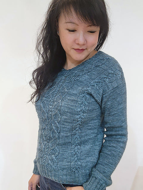 Cable V Neck Sweater Knitting Pattern