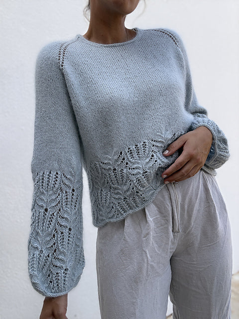 Lace Hem Balloon Sleeve Sweater Knitting Pattern