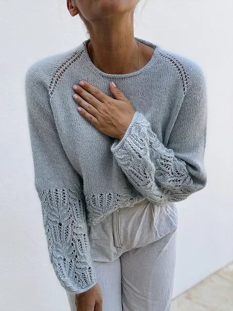 Lace Hem Balloon Sleeve Sweater Knitting Pattern