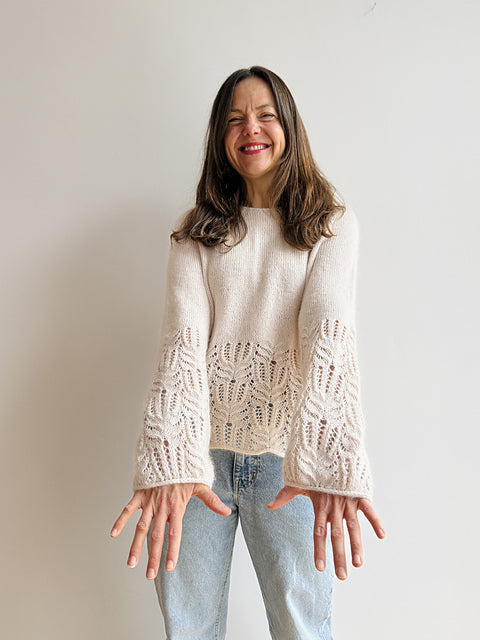 Lace Hem Balloon Sleeve Sweater Knitting Pattern