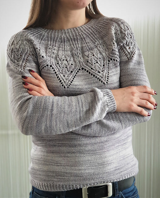 Lace Yoke Sweater Knitting Pattern