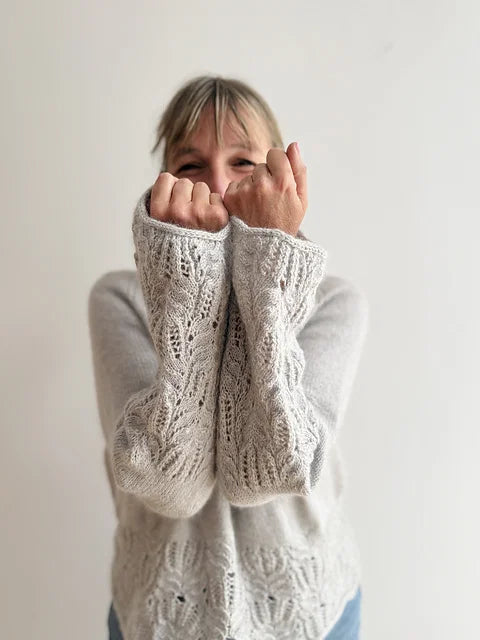 Lace Hem Balloon Sleeve Sweater Knitting Pattern