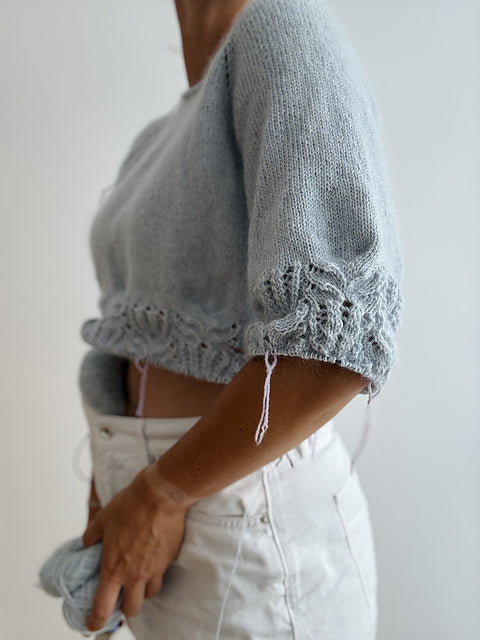 Lace Hem Balloon Sleeve Sweater Knitting Pattern