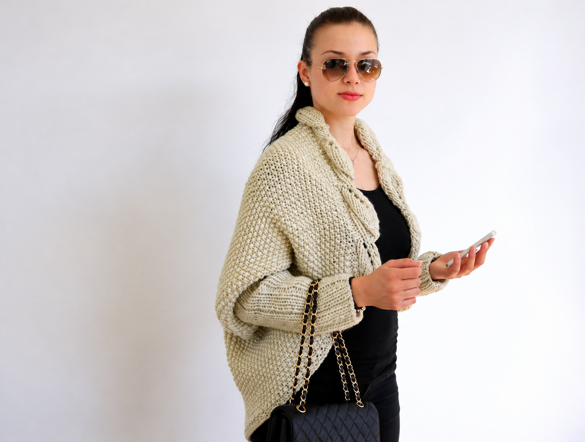 Leaf Lace Cocoon Cardigan Knitting Pattern