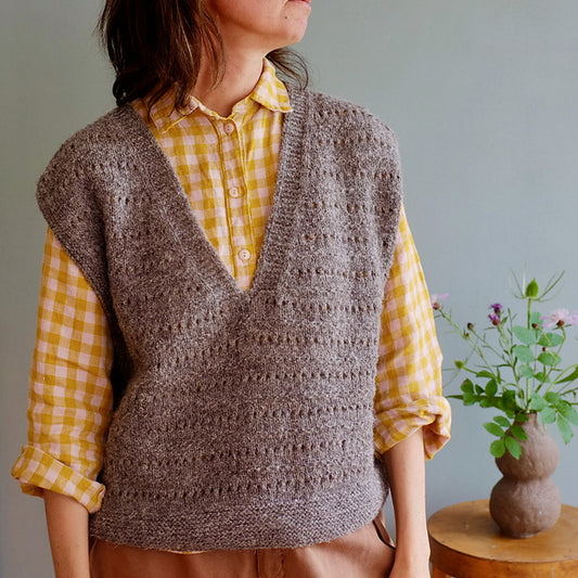 Textured V-Neck Vest Knitting Pattern