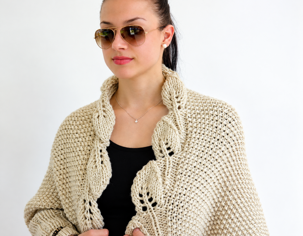 Leaf Lace Cocoon Cardigan Knitting Pattern