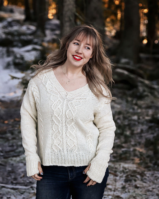 Cable V Neck Sweater Knitting Pattern