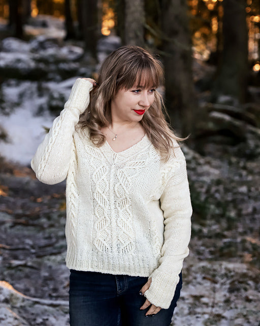 Cable V Neck Sweater Knitting Pattern
