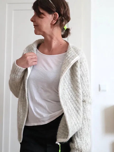 Zip Collar Cardigan Knitting Pattern