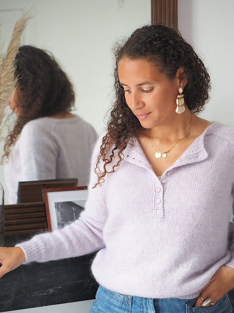 Button Neck Sweater Knitting Pattern