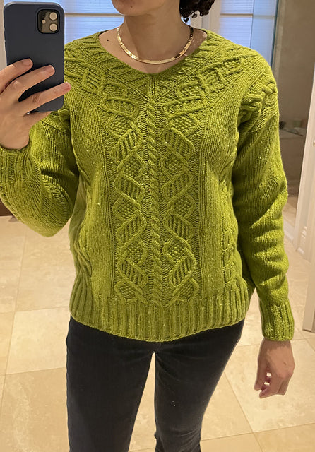Cable V Neck Sweater Knitting Pattern