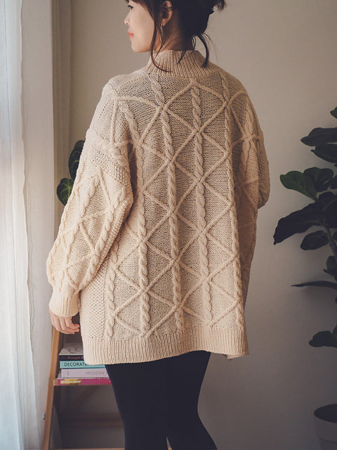 Oversized Cable Sweater Knitting Pattern