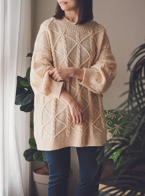 Oversized Cable Sweater Knitting Pattern