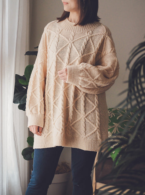 Oversized Cable Sweater Knitting Pattern