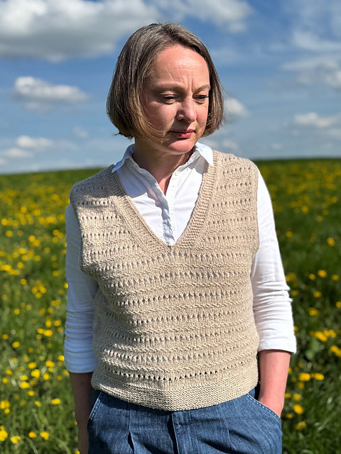 Textured V-Neck Vest Knitting Pattern