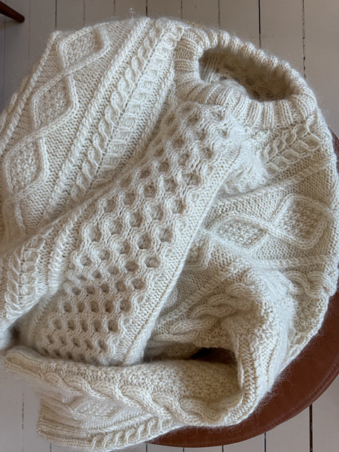 Textured Aran Sweater Knitting Pattern