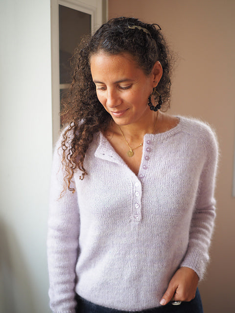 Button Neck Sweater Knitting Pattern