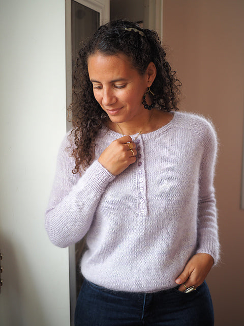 Button Neck Sweater Knitting Pattern