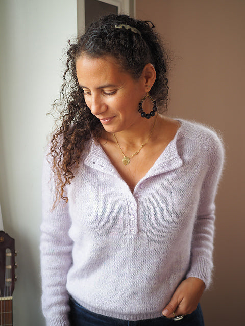 Button Neck Sweater Knitting Pattern