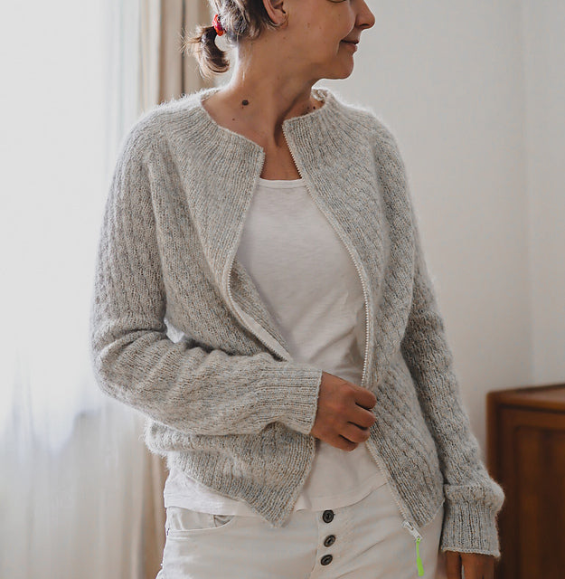 Zip Collar Cardigan Knitting Pattern