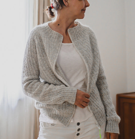 Zip Collar Cardigan Knitting Pattern