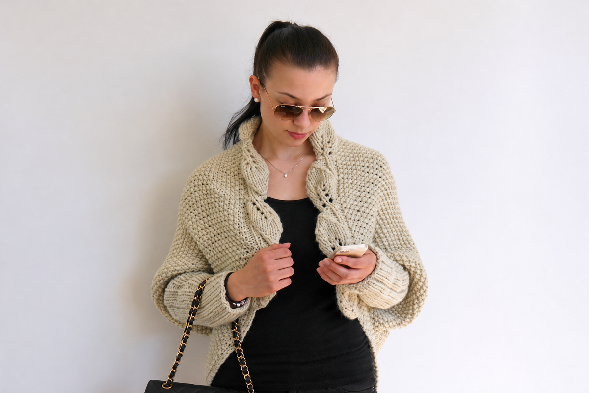 Leaf Lace Cocoon Cardigan Knitting Pattern
