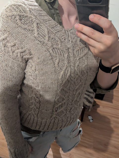 Cable V Neck Sweater Knitting Pattern