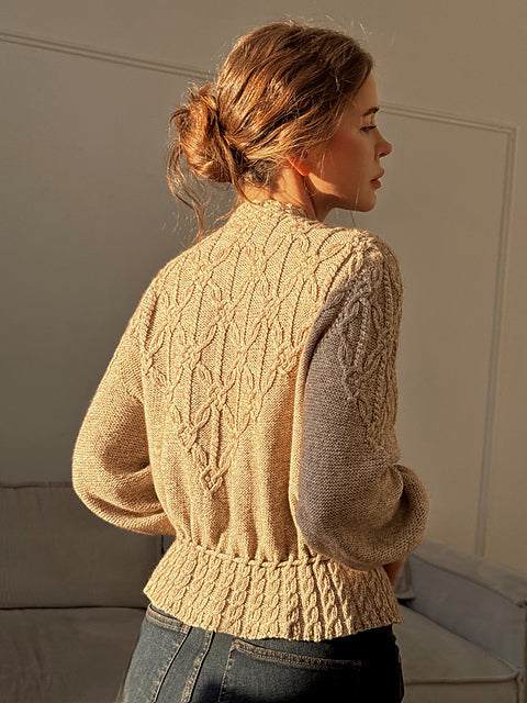 Peplum Cable Cardigan Knitting Pattern