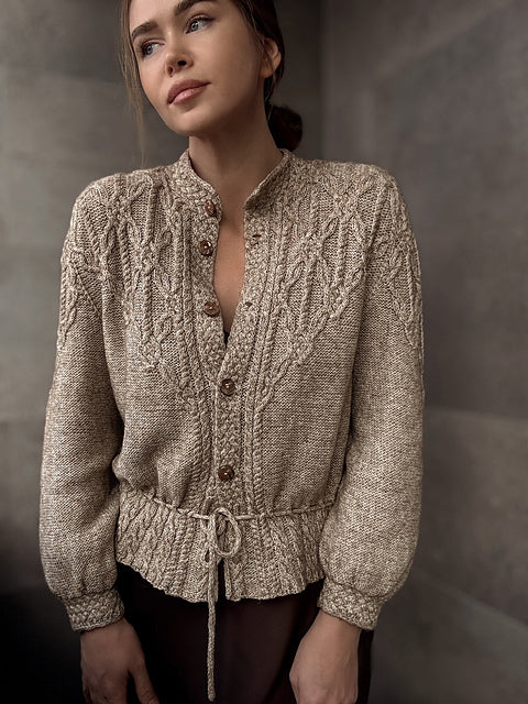 Peplum Cable Cardigan Knitting Pattern