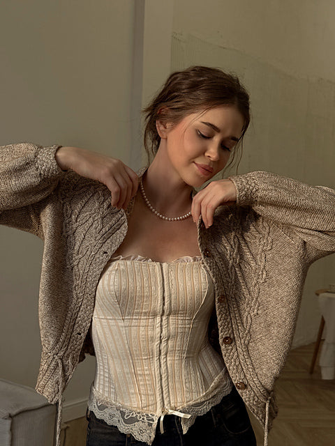 Peplum Cable Cardigan Knitting Pattern